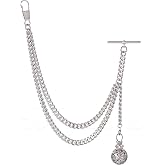 Handmade in The UK Silver Colour Single Albert Pocket Watch Chain with Pendant