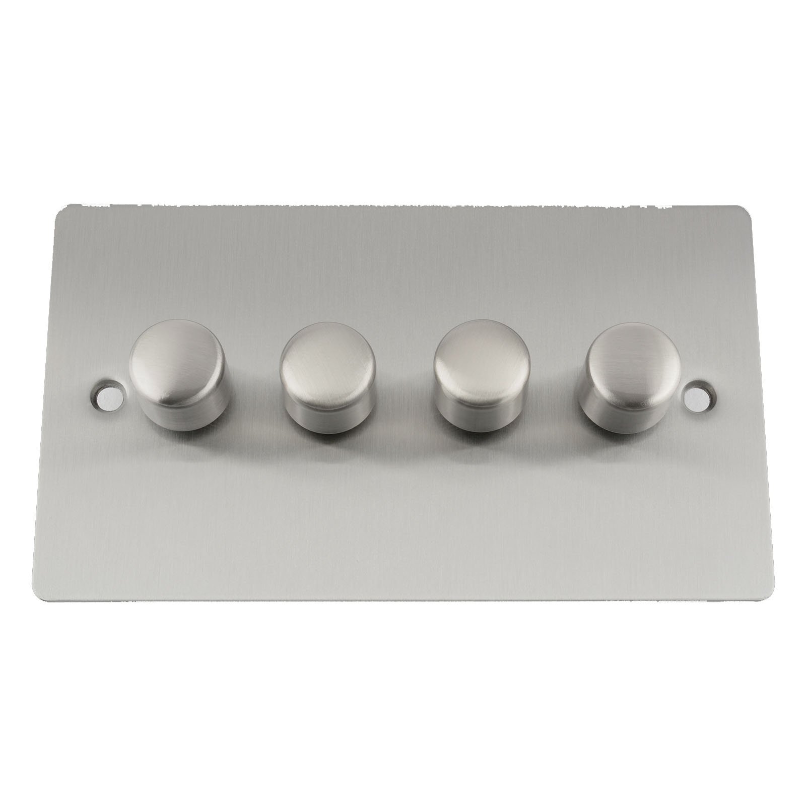 Light Dimmer Switch 4 Gang 2 Way 10 Amp - 400W - Satin Matt Chrome - Flat