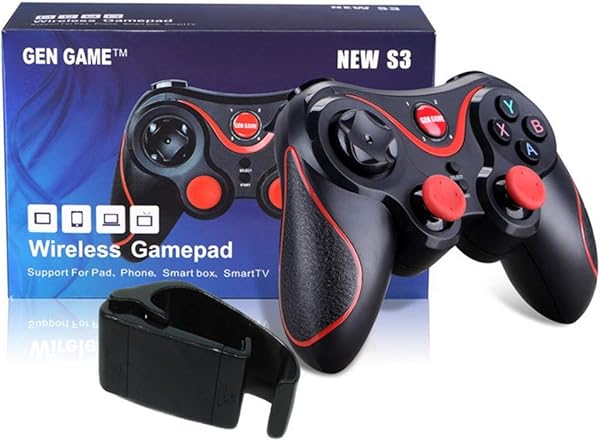 Bluetooth Gamepad Sensa Fili Android Game Controller con soporte del telfono para Android Smartphone Xiaomi Huawei Samsung IOS TV Box Tablet PC negro