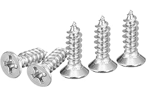 DTGN 100Pcs M4x14mm Flat Head Wood Screws, 304 Stainless Steel Phillips Self Tapping Screws - Good for Woodworking, Furniture - Silver