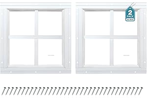 Melkus Shed Window 12"x12" 2 Pack Transom Window Fixed Design with Tempered Glass, Perfect for Shed, Chicken Coop, Barn, Greenhouse, Garage, Playhouse, Storage Room, White