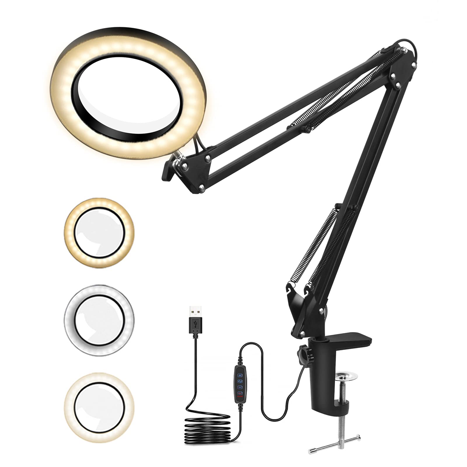 Buy 5X Magnifying Desk Lamp Toolour LED Magnifier Glass Light 3 Light