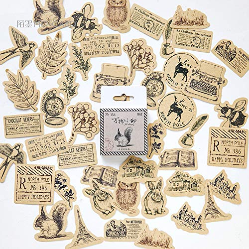magi gift 46pcs Various Vintage Retro Animal Stickers for Crafts, Cardmaking, Scrapbooking