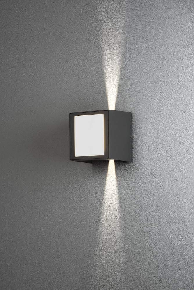 Konstsmide Outdoor Wall Light Mains Powered/Cremona Up Down Adjustable/LED High Power 3 x 3 W Lamp/Clear Glass and Frosted Acrylic/Aluminium/IP54/Outside Light Anthracite - Image 5