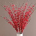 8 Pcs 29.5'' Long Stem Artificial Jasmine Flowers Tall Fake Flower Bouquet Faux Jasmine Plants for Hotel Home Office Kitchen Bedroom Wedding Party DIY Decor (Red)