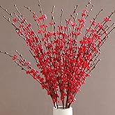 8 Pcs 29.5'' Long Stem Artificial Jasmine Flowers Tall Fake Flower Bouquet Faux Jasmine Plants for Hotel Home Office Kitchen Bedroom Wedding Party DIY Decor (Red)