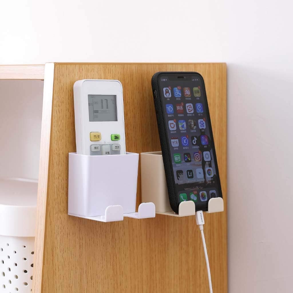 Dayboom Wall Hanging Remote Control Storage Box,Wall-Mounted Mobile Phone Holder,Plastic Adhesive Storage Box,Media Organizer Box,Remote Control Holder with Hook
