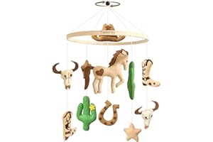 Teeloray Baby Mobile for Crib Western Cowboy Crib Mobile for Boys and Girls Handmade Western Baby Stuff Cowboy Nursery Decor 