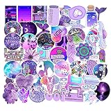 CHEETAH Cute Vsco Stickers for Hydro Flask Water Bottles 50-100 Pcs Trendy Cool Stickers for Teens Waterproof Vinyl Stickers (purple-50 pcs)