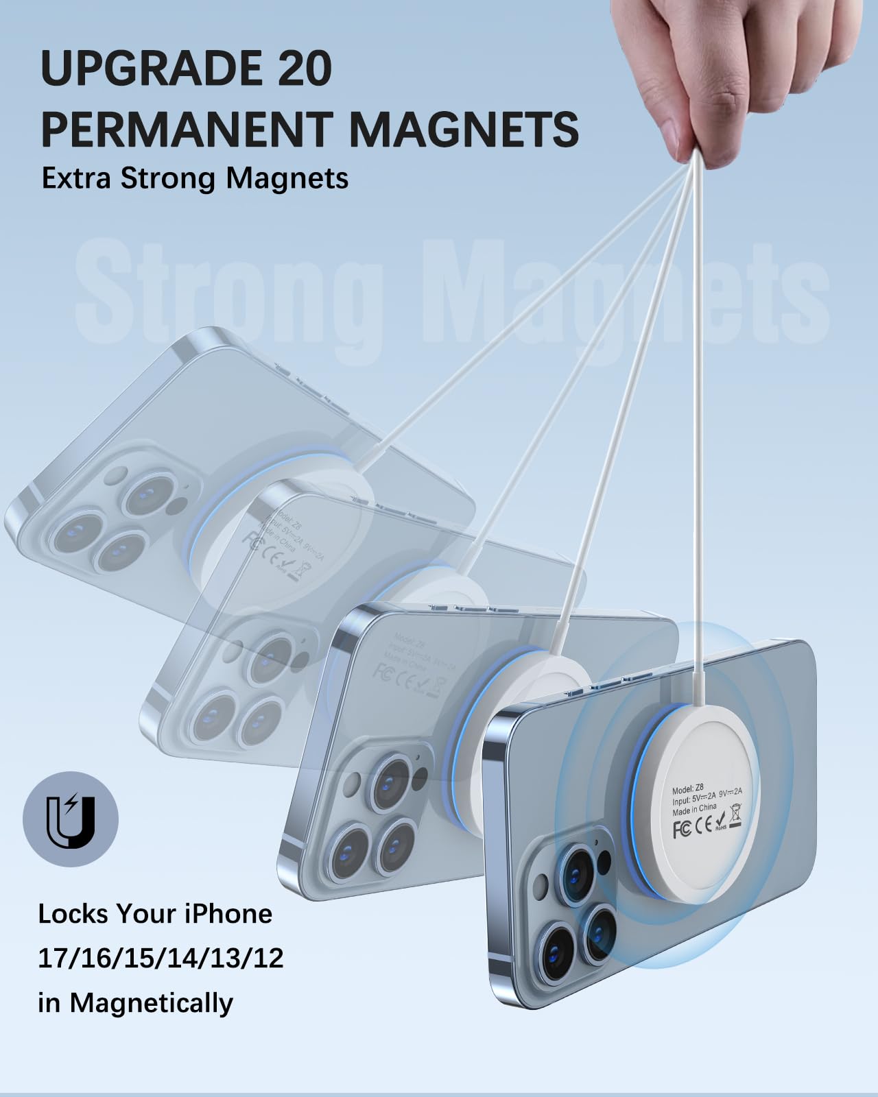 Magnetic Wireless Charger 15w Apple Mag-Safe Charger for iPhone 17 Pro Max/17 Pro/17Air/17/16/15/14/13/12 Series AirPods Series LED Magnet Charging Pad Mag Safe Charger with Dual Charging Ports