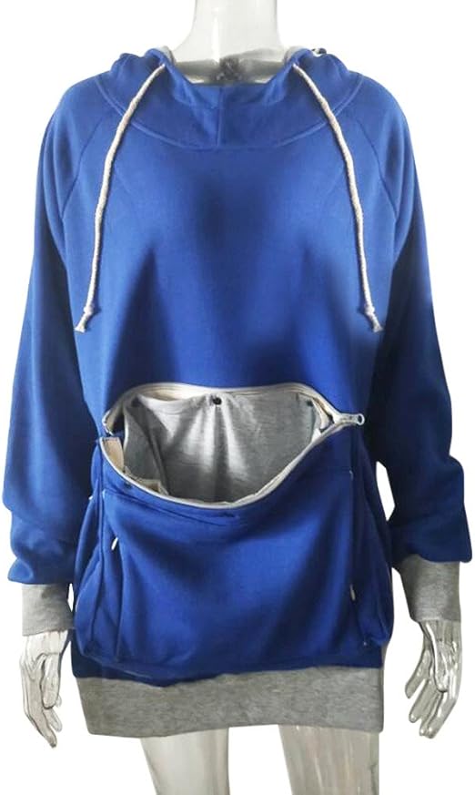 SFE Women Pet Pocket Hoodie Sweatshirt Dog Cat Carry Pocket Hooded