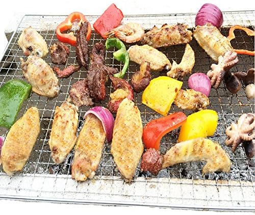BBQ WINJ Barbecue Grill Topper Net Mental & Rectangle (Large 19×11.8 inch) for Picnic & House Party,BBQ WINJ Grill Topper is Great for Grilling Varieties of Delicate Foods