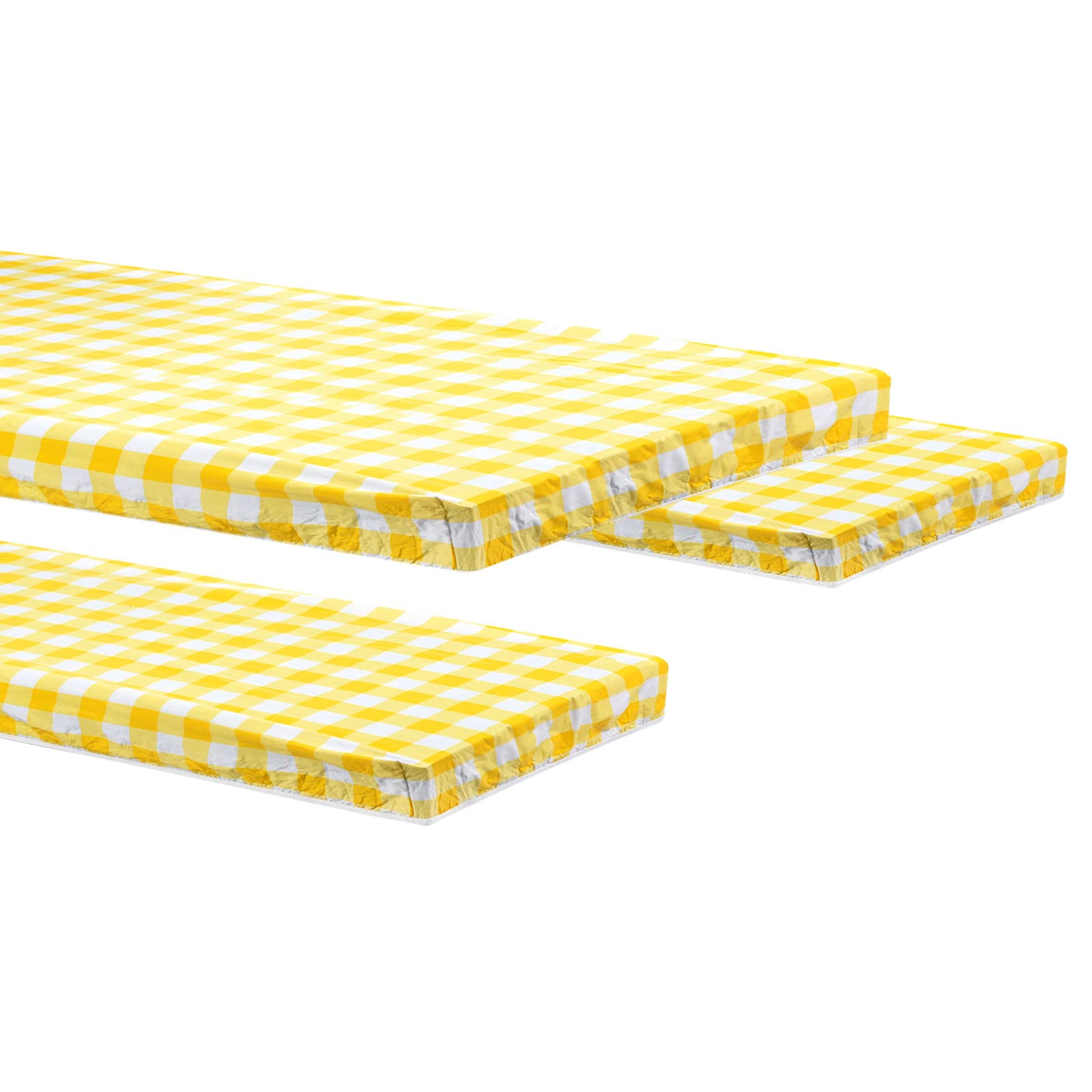 PATIKIL 72" x 30" Picnic Table Cover with Bench Covers, 3 Piece Set Waterproof Fitted Tablecloth Flannel Backing Elastic Edges for Rectangle Table, Yellow