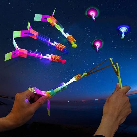 LED Helicopter Shooters,Rocket Slingshot Flying Copters Toy with Led