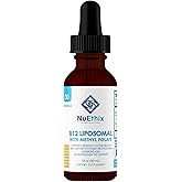 NuEthix Formulations B12 Liposomal with Methyl Folate Dietary Supplement, Bioactive B Vitamins to Support an Optimal Metabolism, 1 Fluid Ounce, 30 Servings