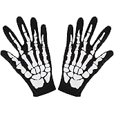 XUECHEN Halloween Skeleton Gloves,Unisex Skull Full Finger Gloves,for Costume Cosplay Men Women Accessories