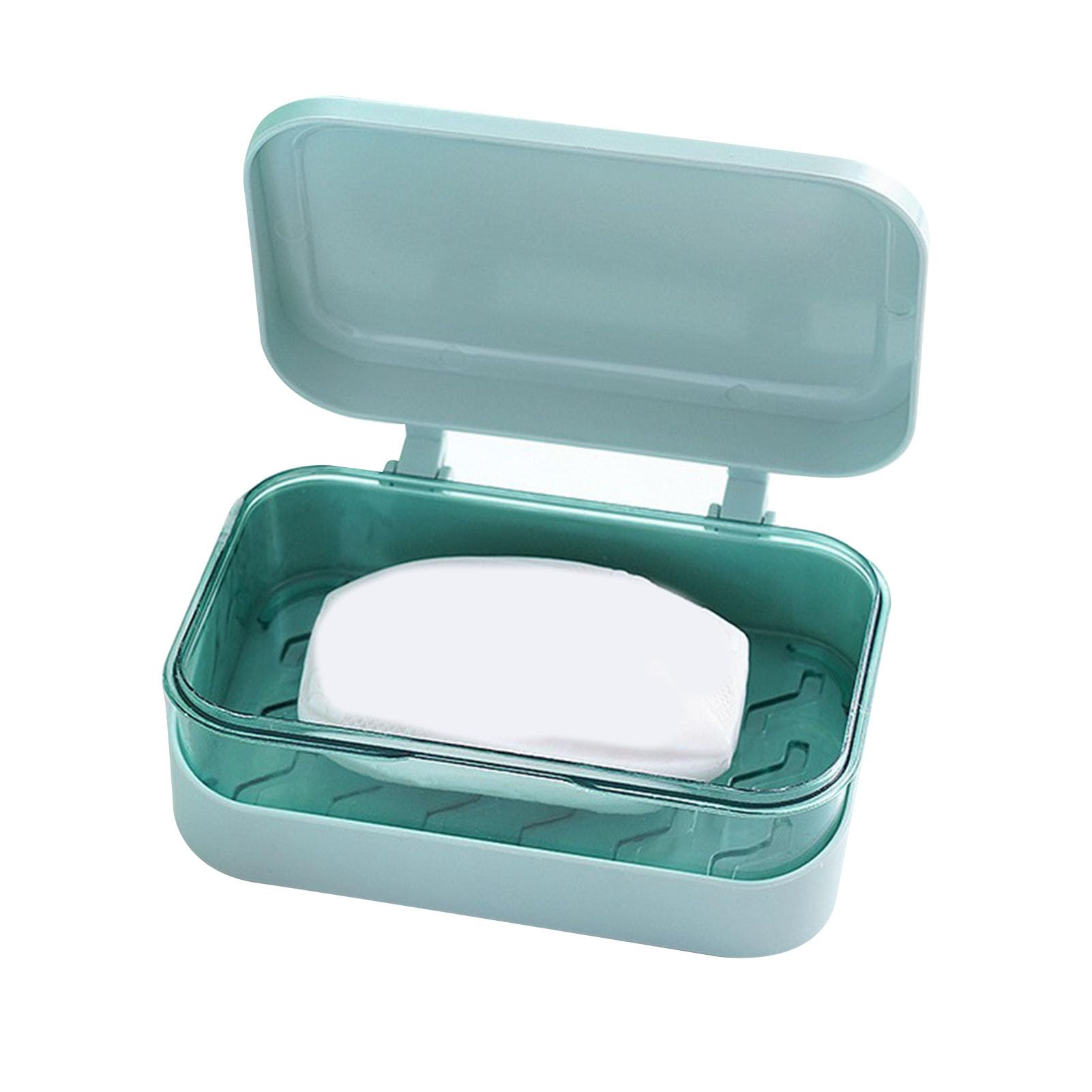 Soap Box with Removable Drainer and Lid, PP Leakproof Portable Travel Soap Dish Holder Soap Container Soap Case for Kitchen Bathroom (Azul)