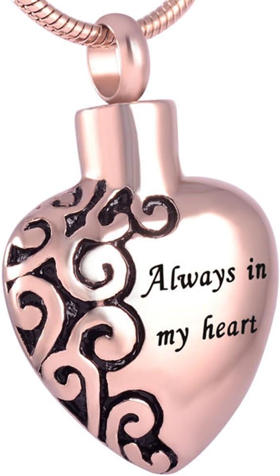 Always in My Heart Cremation Jewelry Silver Urn Necklace Pendant Memorial Keepsake - Always in My Heart