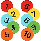 ZIECE Numbered Poly Spot Markers 9inch Non-Slip Rubber Floor Dots for Gym, Flat Cones with Numbers Agility Markers Poly Spots for Classroom Dance Sports Soccer Basketball Speed Agility Training