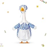 FuWeave Spring Porch Goose Outfit for 17" Daisy Lawn Goose Costume Clothes for Outdoor Patio Yard Lawn Art Decoration