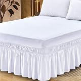 PHP Extra Deep Frilled Valance King Size Fitted Sheet White 150x198 + 25cm view 3