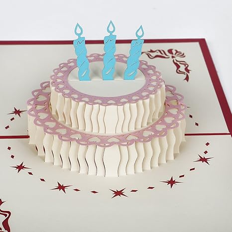 Amazon バースデーカード バースデーケーキ 立体 ポップアップ グリーティングカード 誕生日カード グリーティングカード 文房具 オフィス用品