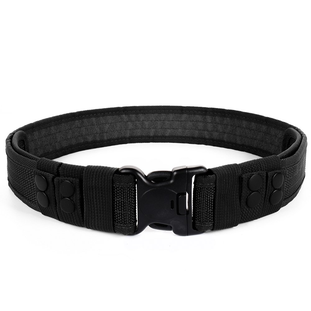 LUUFAN Military Tactical Belt Security Gear Adjustable Heavy Duty Belt with Quick Release Buckle for Outdoor Activity (Black)