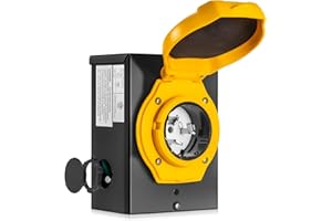 LAZMUMI 50 Amp Generator Power Inlet Box, NEMA SS2-50P Power Inlet Box for 3 Prong Generator Cord, 125/250 Volt, Up to 12500 Watts, Weatherproof Generator Inlet Box with Light Indicator, ETL Listed