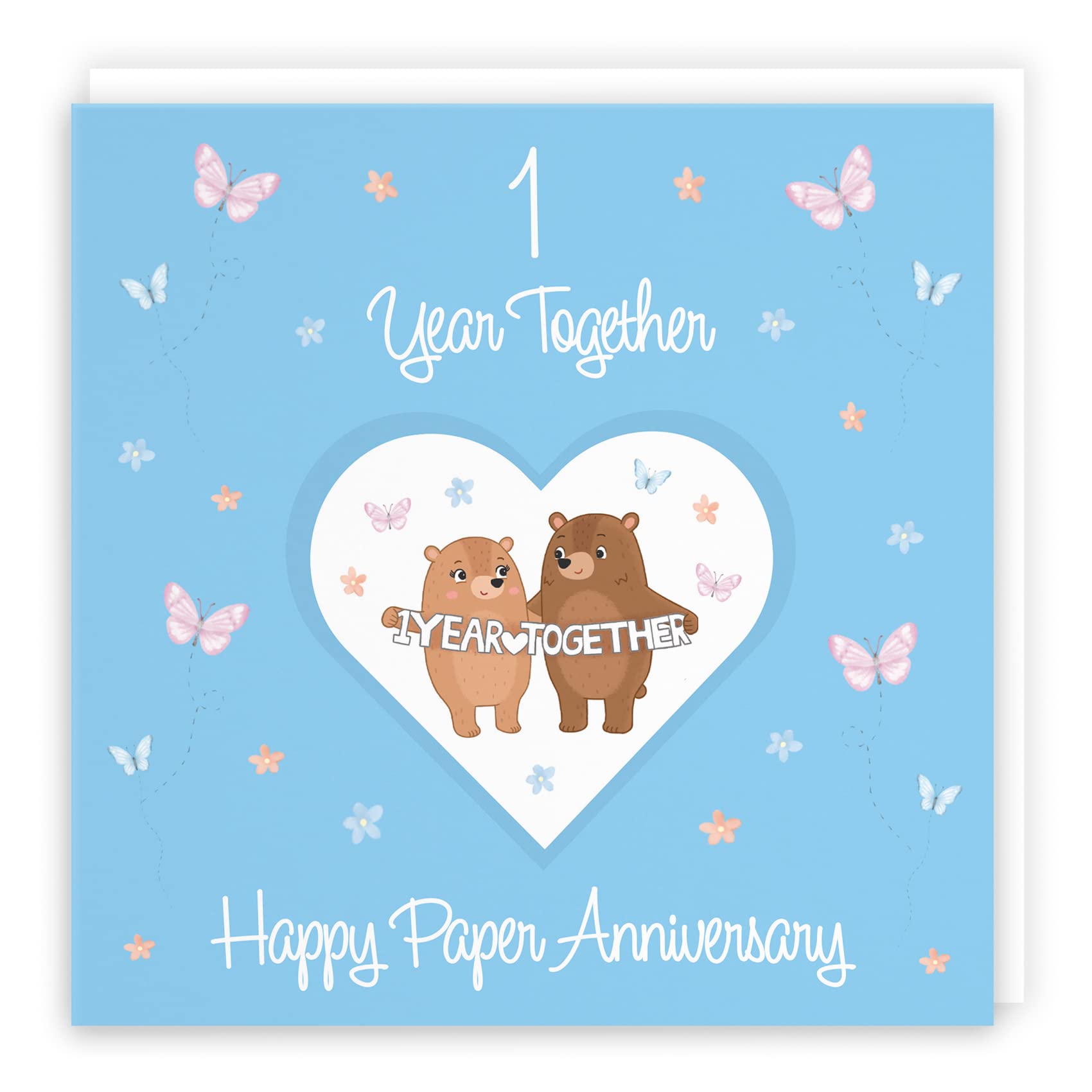 Hunts England - 1st Anniversary Card For Him Or Her - 1 Year - Paper Anniversary - Romantic Meadows - Fun Card - First Anniversary Card For Couples, Boyfriend, Girlfriend, Husband, Wife, etc. — image 1