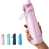 Sport Water Bottle Steel 24OZ - 2 in 1 Mist & Sip Function, Large BPA-Free Reusable, 100% Leakproof With Carry Handle, Lightweight Simple Modern for Girl Women,Gym,School,Camp,Travel,Bicycle Pink