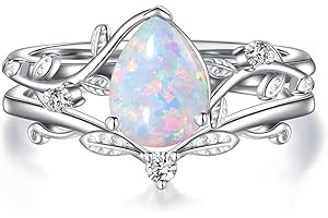 Luyona Natural Moss Agate Ring for Women 925 Sterling Silver Pear/Oval/Kite Cut Green Leaf Moss Agate Engagement Ring Promise Bridal Ring Set Anniversary Birthday Jewelry Gift