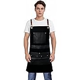 Pelocapa Barber Hair Stylists Working Apron Waterproof Canvas Apron with 6 Pockets for Men Women, Black