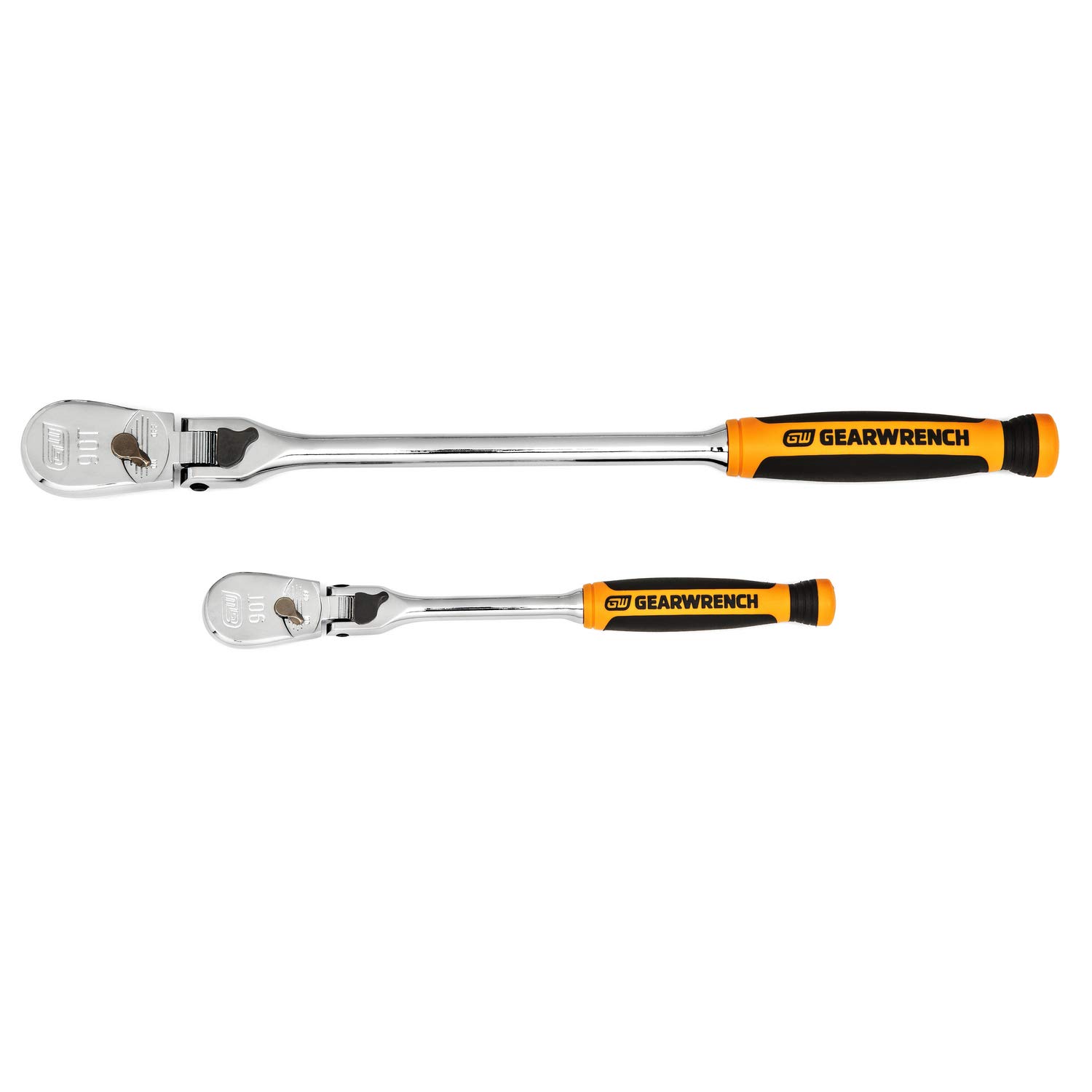 GearWrench 2 Pc. 1/4" & 3/8" Drive 90 Tooth Dual Material Locking Flex Head Teardrop Ratchet Set - 81275T