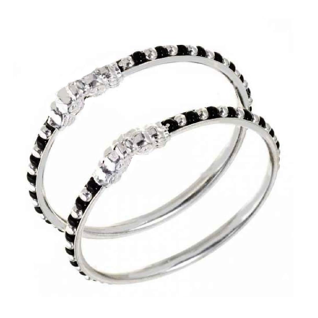 black bead silver bangles for babies - Main Image