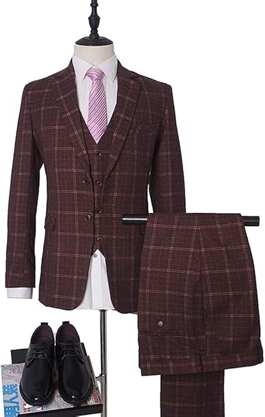 burgundy checkered suit