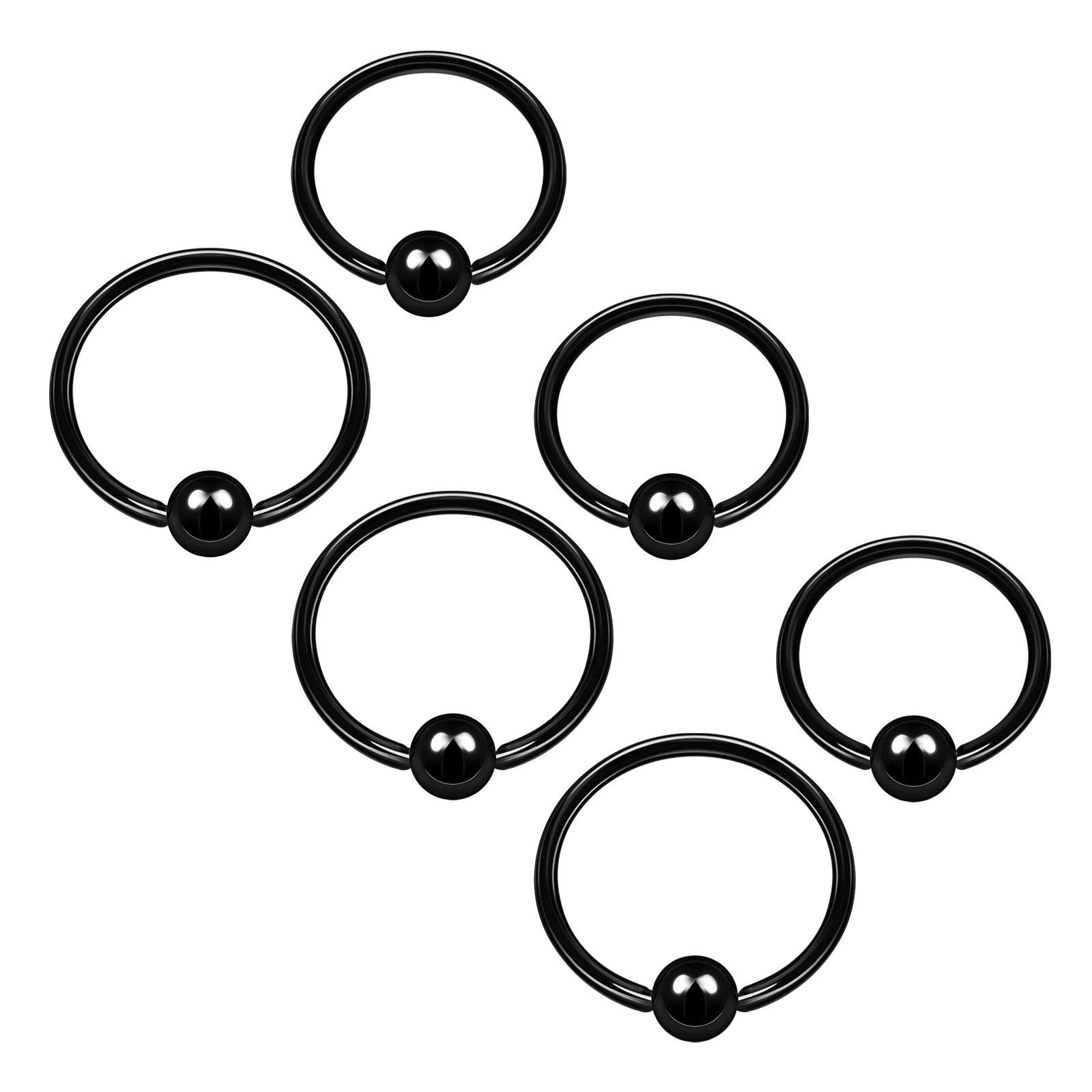 BanaVega 6pcs 3mm Captive Rings for Cartilage, Tragus, Nose, Septum, Eyebrow, Piercing Jewelry More Colors and Sizes, Alloy Steel