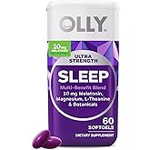 OLLY Ultra Strength Sleep Softgels, 10mg Melatonin, L-Theanine, Chamomile, Magnesium, Lemon Balm, Supports Deep Restful Sleep, Nighttime Sleep Aid, Non Habit-Forming - 60 Count