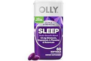 OLLY Ultra Strength Sleep Softgels, 10mg Melatonin, L-Theanine, Chamomile, Magnesium, Lemon Balm, Supports Deep Restful Sleep, Nighttime Sleep Aid, Non Habit-Forming - 60 Count