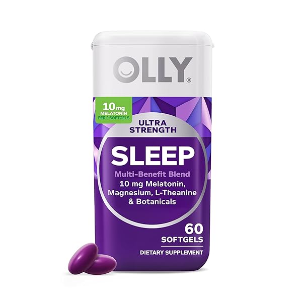 OLLY ULTRA STRENGTH SLEEP SOFTGELS, 10MG MELATONIN, L-THEANINE, CHAMOMILE, MAGNESIUM, LEMON BALM, SUPPORTS DEEP RESTFUL SLEEP, NIGHTTIME SLEEP AID, NON HABIT-FORMING – 60 COUNT