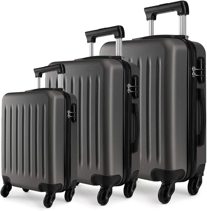 Kono Luggage Sets of 3pcs Lightweight ABS Hard Shell Trolley Travel