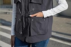 PESION Womens Packable Utility Vest Drawstring