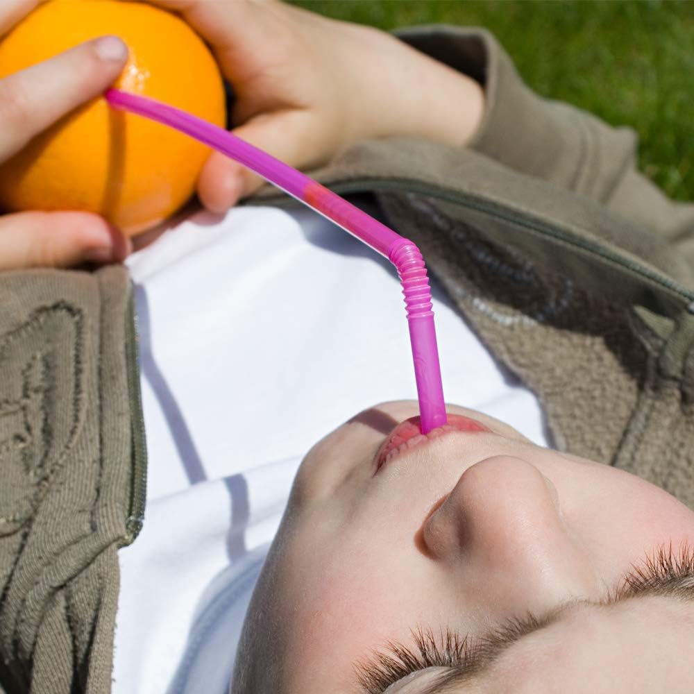 Tomnk 300pcs 10.3 Inches Disposable Flexible Bendy Drinking Straws Plastic Straws: Kitchen & Dining