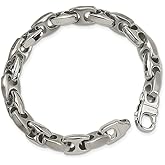 The Black Bow Men's 10mm Stainless Steel Anchor Link Chain Bracelet, 8.25 Inch