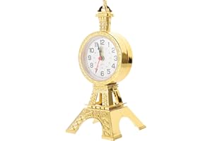 SEWCHICS Vintage Eiffel Tower Table Clock Gold Bedside Alarm Clock Small Retro Decoration for Home Office