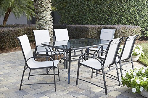 Cosco Outdoor Living ( 88647GLGE) 7 Piece Paloma Steel Patio Dining Set,  Light/Dark Gray