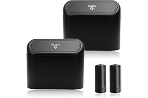 2 Pcs Mini Car Trash Can, Leakproof Car Garbage Can with Lid, Small Hanging Car Garbage Bin Car Storage Organizer with 2 Roll