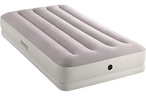 Intex Dura-Beam 64177E Matelas pneumatique standard Prestige de taille moyenne Fiber-Tech – Taille double – Pompe à air USB Q