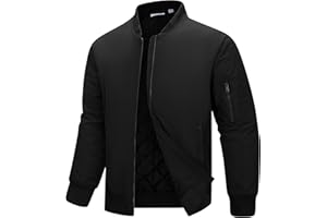 33,000ft Men's Bomber Jacket Waterproof Zip Up Windbreaker Quilted Padded Lightweight Warm Casual Spring Fall Winter Coat