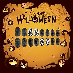 24 Pcs Halloween Press on Nails Short Almond