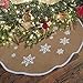 OurWarm Christmas Tree Skirt 30 Inch, Burlap Tree Skirt Printed with White Snowflake Vintage Christmas Tree Decorations, Small Tree Skirt for Holiday New Year Xmas Party Supply Indoor Outdoor